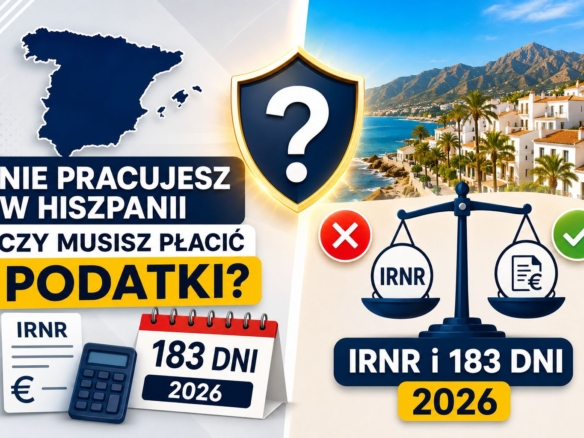 , Czy nie pracując w Hiszpanii musisz płacić podatki? Rezydencja podatkowa, IRNR, 183 dni i najczęstsze pułapki Polak&oacute;w w 2026 roku